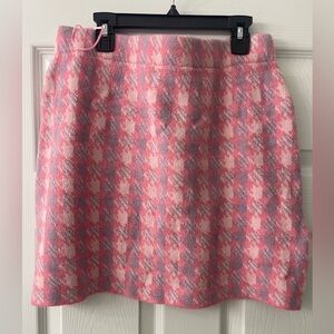 Pink sweater plaid skirt
